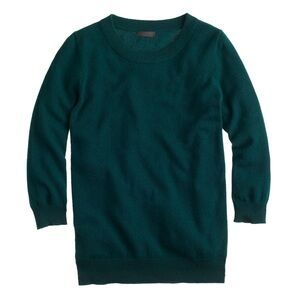 J Crew Merino Wool Tippi Sweater Emerald Green Size Medium 3/4 Length